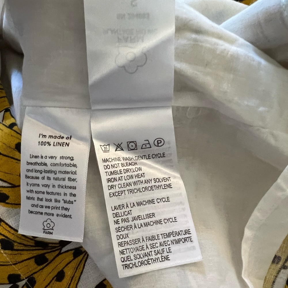 FARM Rio Linen Banana Print Yellow and White Mini Dress - Picture 14 of 15